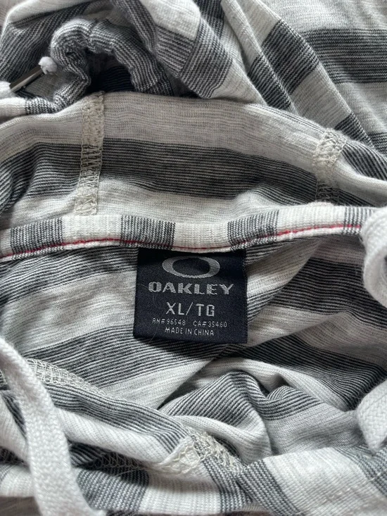 Oakley Gray & Light Gray Striped Hooded Pullover - Picture 2 of 2